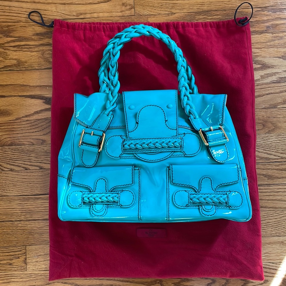 Valentino Patent Leather Braided Handle Satchel